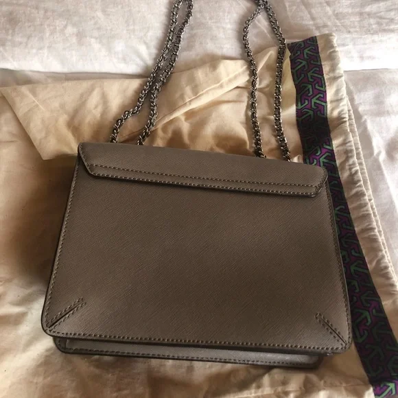 Tory Burch Silver Gray Crossbody Bag with Chain Strap - Picture 4 of 7